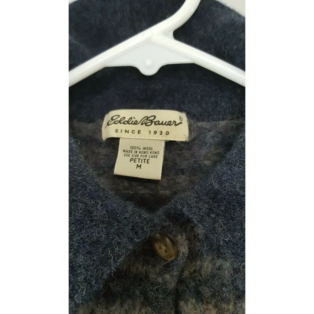 Eddie‎ Bauer Child's Jacket 100% Wool Medium Button Front Long Sleeve Blue Gray